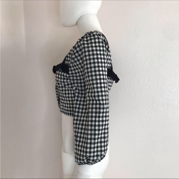 Bcbgeneration Gingham M Crop Top black white top - Picture 10 of 16